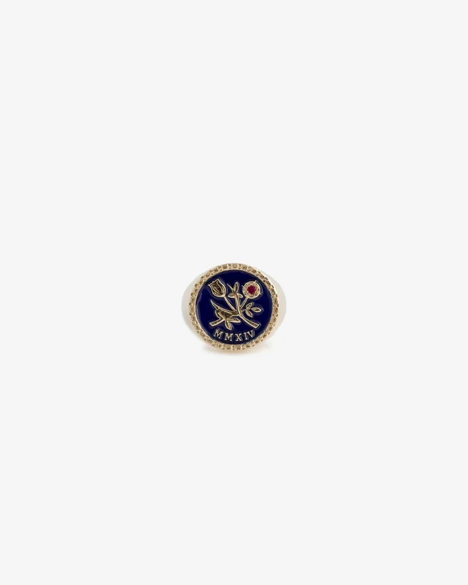 Bague avec blason des Queens en or 14 carats