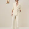 Pantalon de costume en mélange de coton avec cordon de serrage