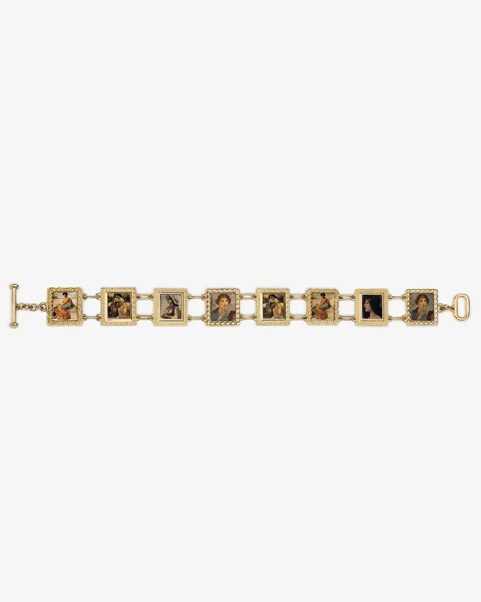 Bracelet à maillons avec portraits en or 14 carats