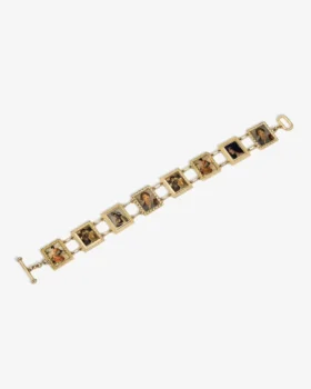 Bracelet à maillons avec portraits en or 14 carats