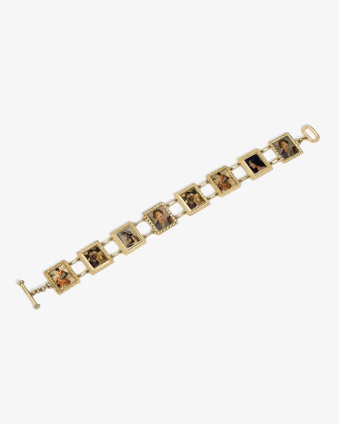 Bracelet à maillons avec portraits en or 14 carats
