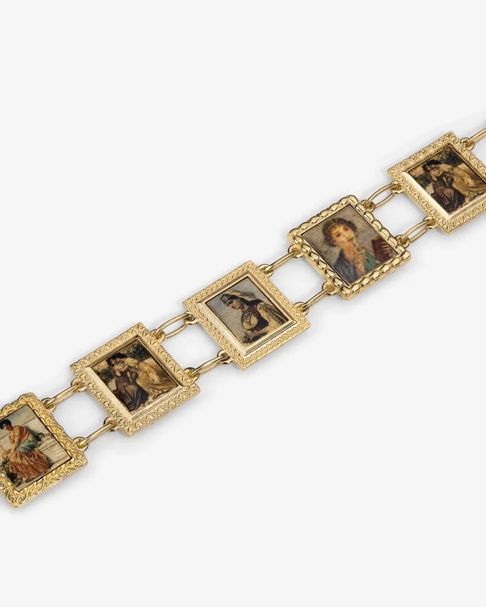 Bracelet à maillons avec portraits en or 14 carats