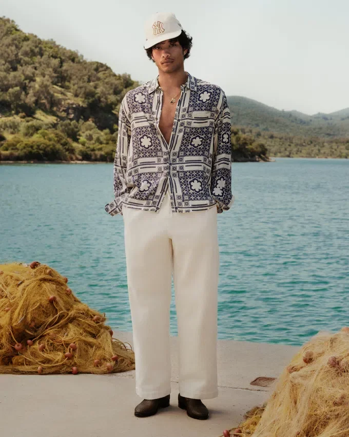 Chemise boutonnée à motif mosaïque