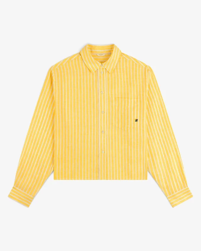 Chemise décontractée en lin rayé