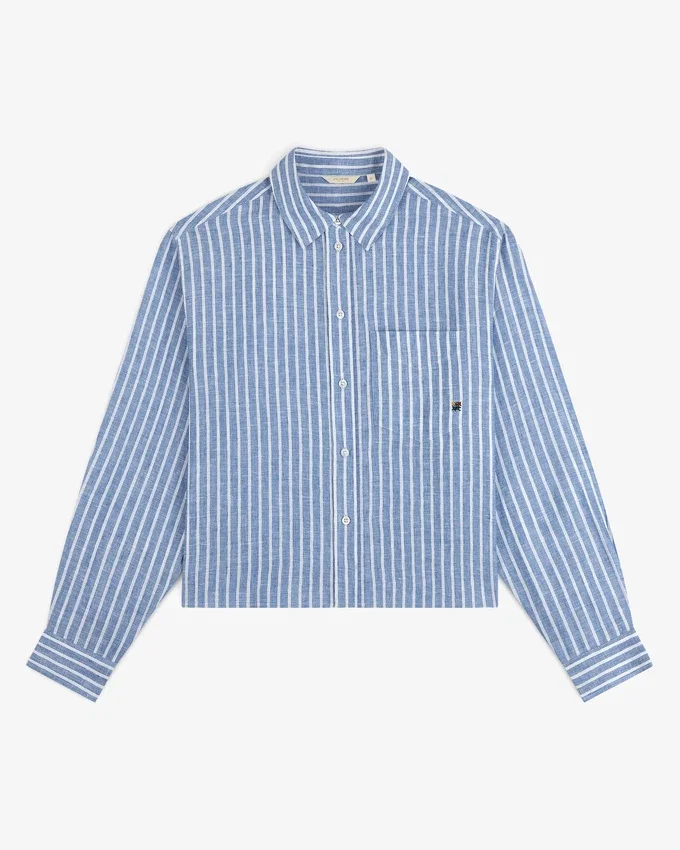 Chemise décontractée en lin rayé