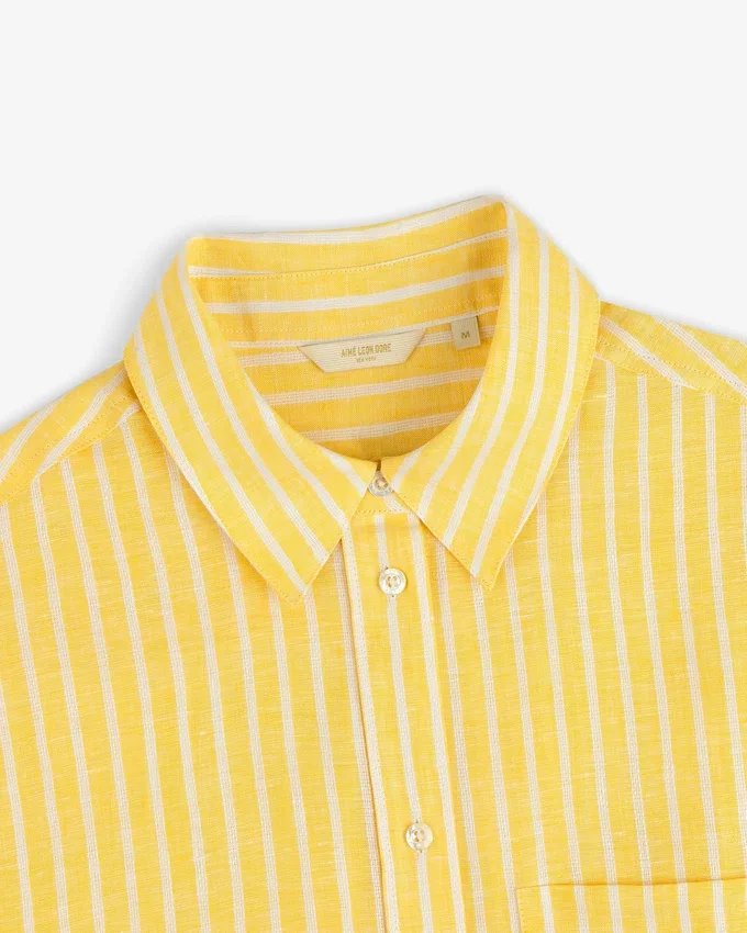 Chemise décontractée en lin rayé