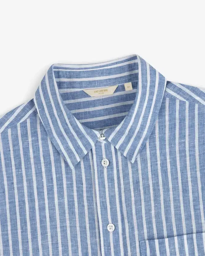 Chemise décontractée en lin rayé