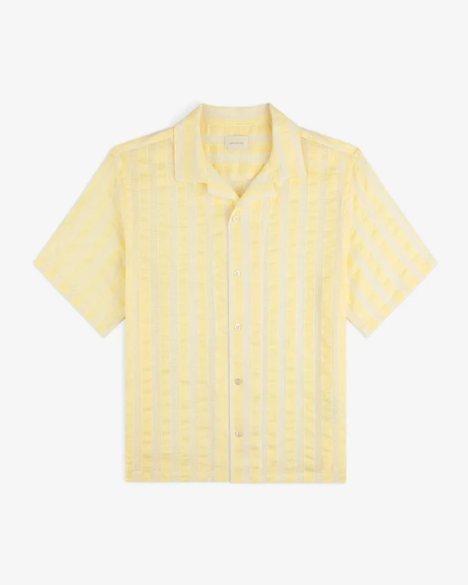 Chemise de camping rayée en mélange de lin