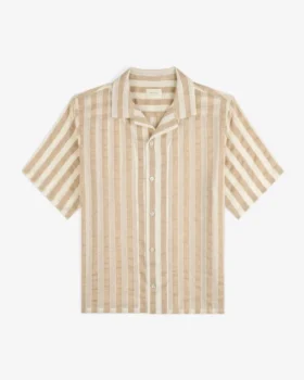 Chemise de camping rayée en mélange de lin