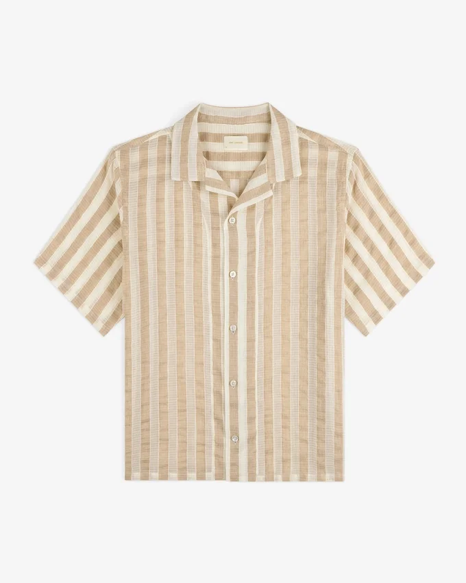 Chemise de camping rayée en mélange de lin