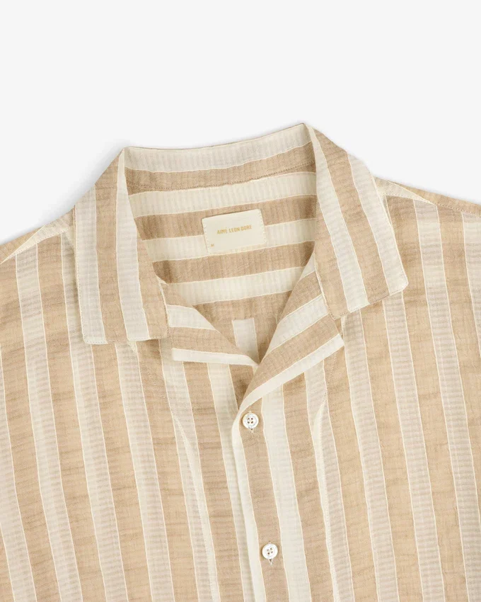 Chemise de camping rayée en mélange de lin