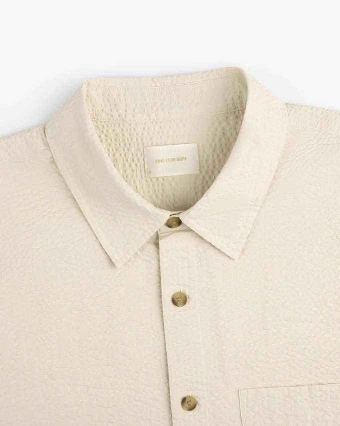 Chemise à manches courtes en seersucker