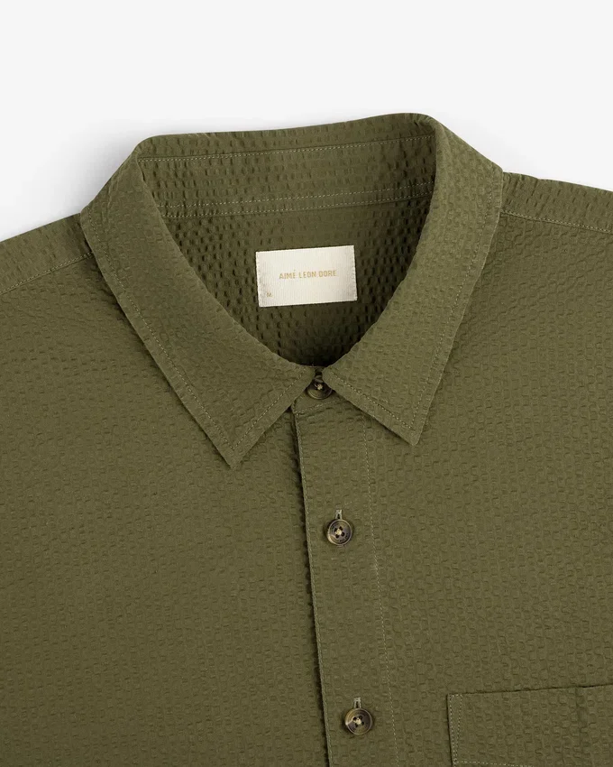 Chemise à manches courtes en seersucker