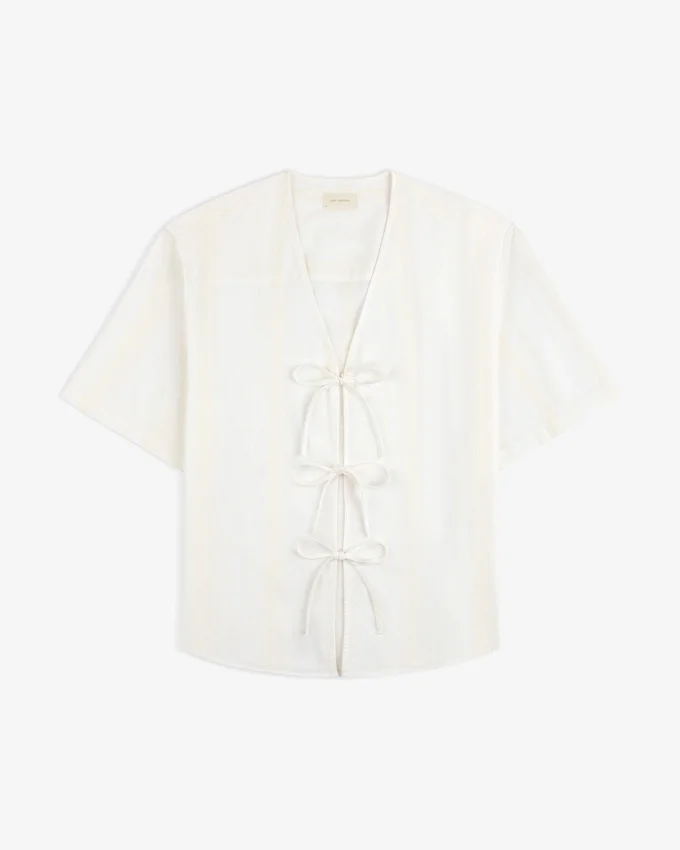 Chemise à rayures jacquard nouée sur le devant