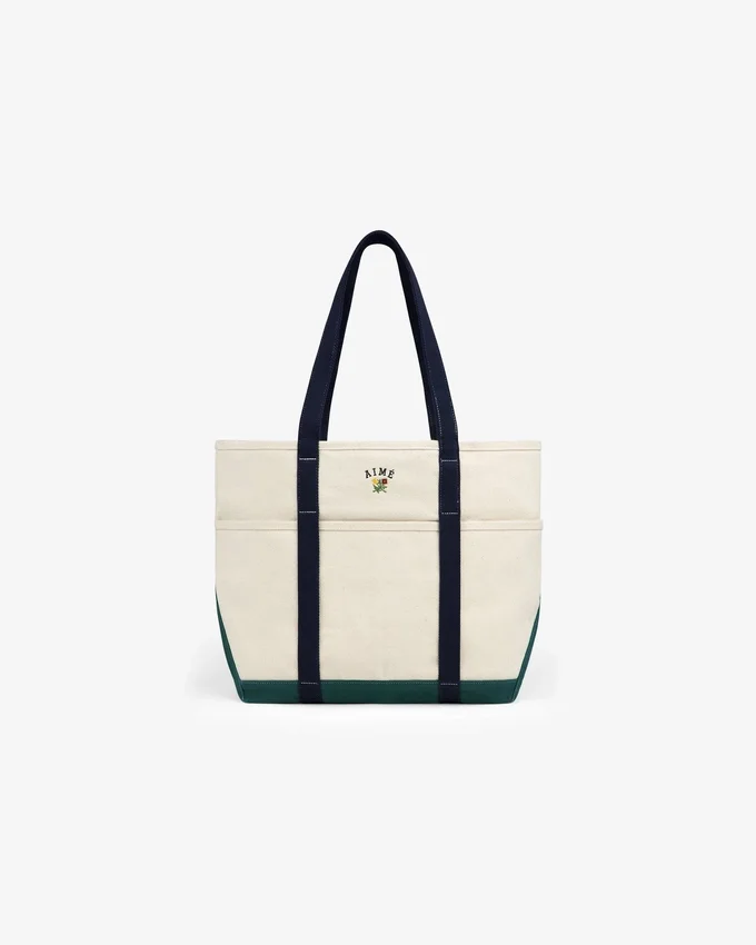 Grand sac fourre-tout à contraste avec blason