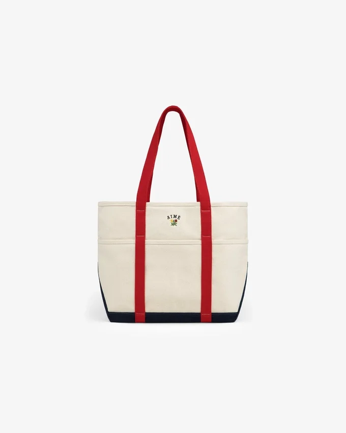 Grand sac fourre-tout à contraste avec blason