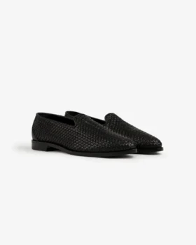 Mocassins en cuir et raphia