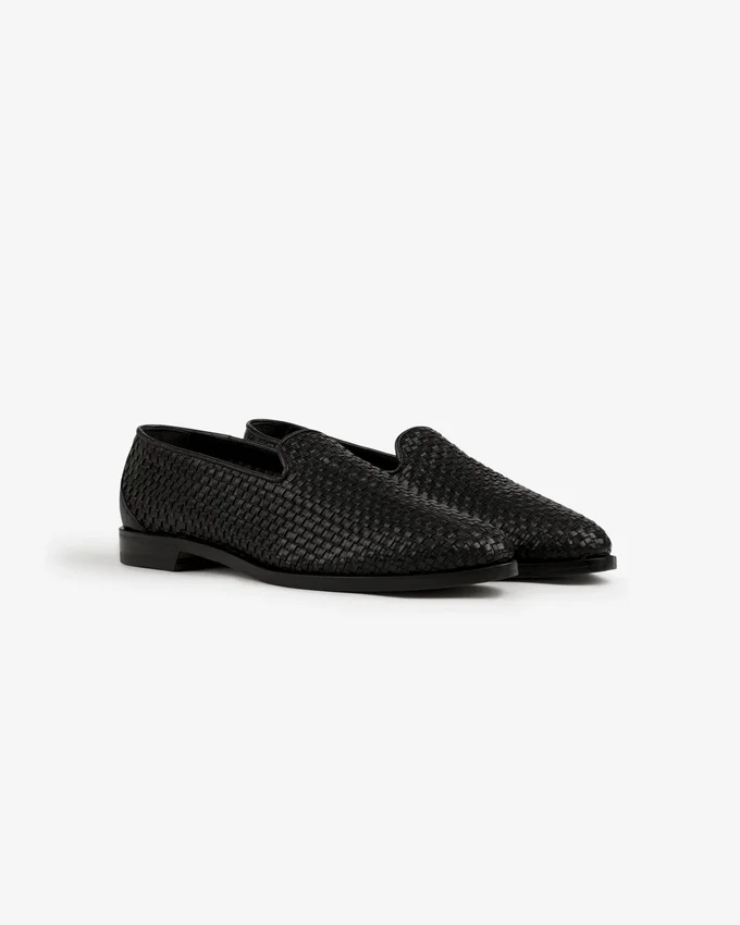 Mocassins en cuir et raphia
