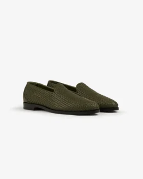 Mocassins en cuir et raphia