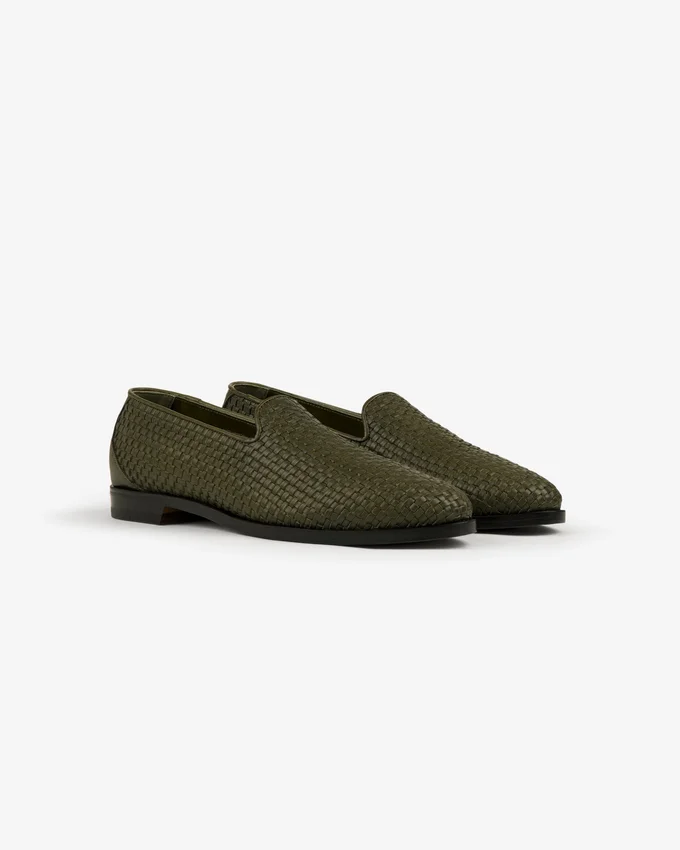 Mocassins en cuir et raphia