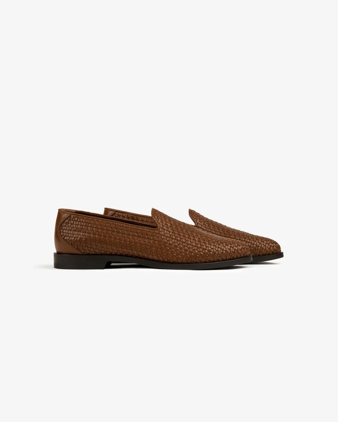 Mocassins en cuir et raphia