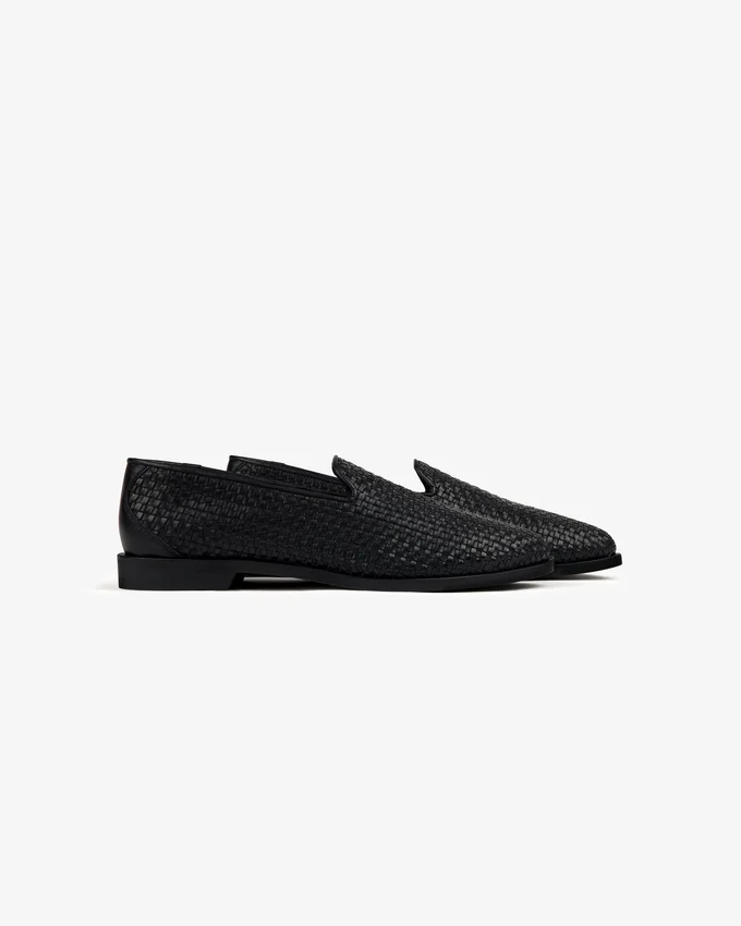 Mocassins en cuir et raphia