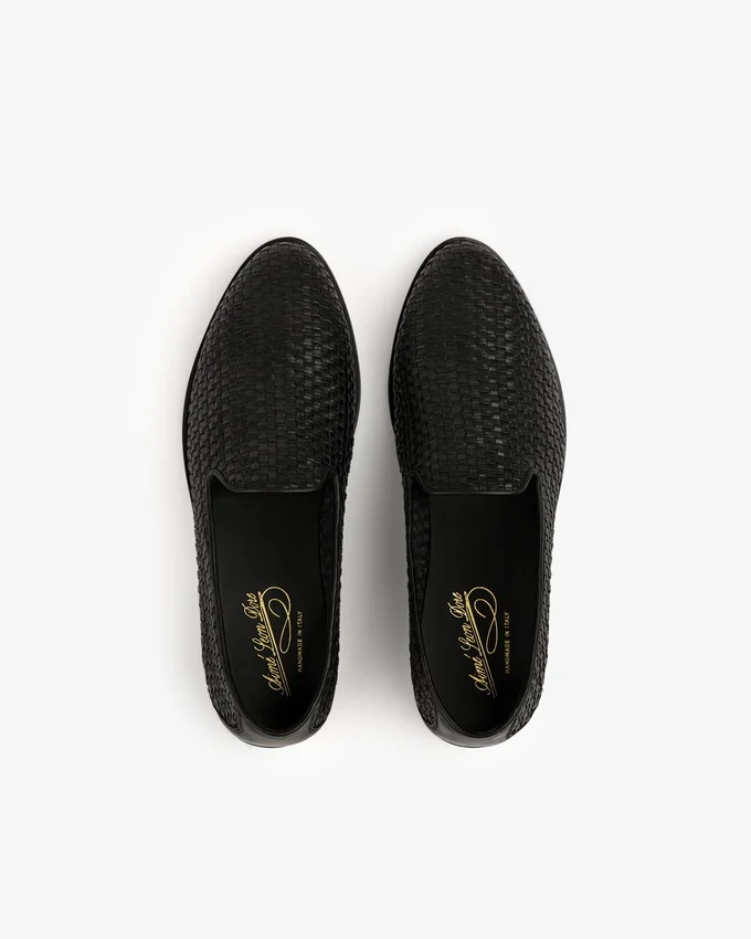 Mocassins en cuir et raphia