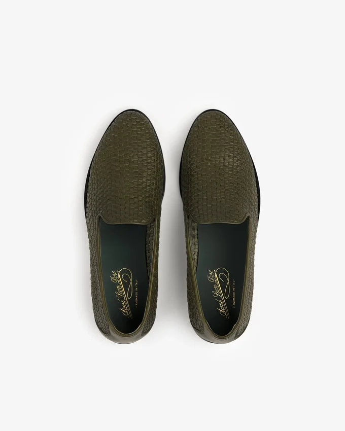 Mocassins en cuir et raphia