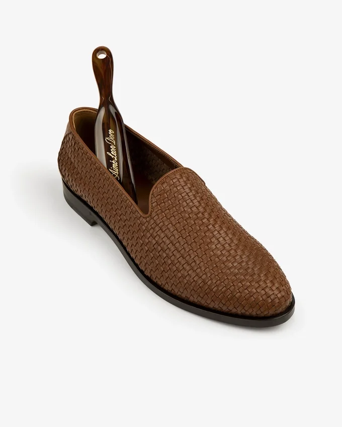 Mocassins en cuir et raphia