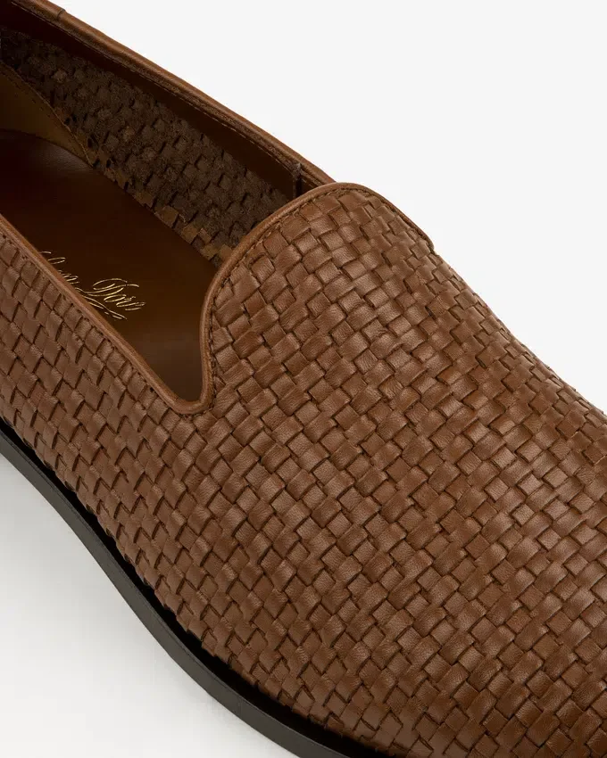 Mocassins en cuir et raphia