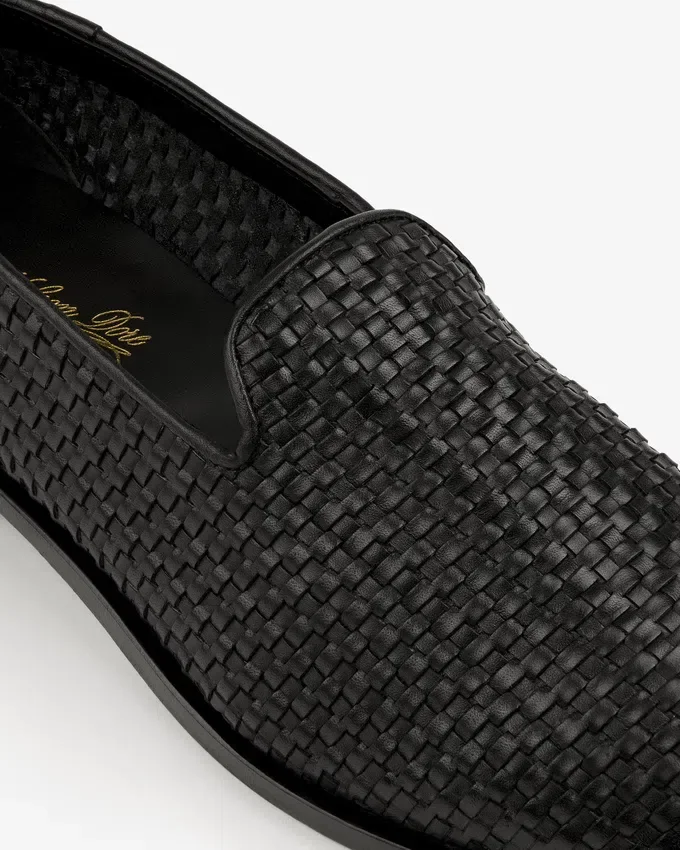 Mocassins en cuir et raphia
