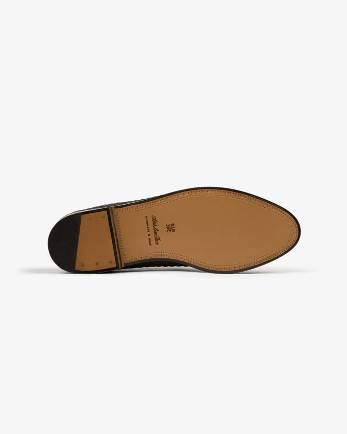 Mocassins en cuir et raphia