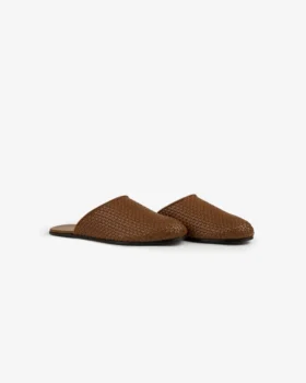 Mules en cuir et raphia