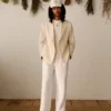 Veste de costume à double boutonnage à fines rayures