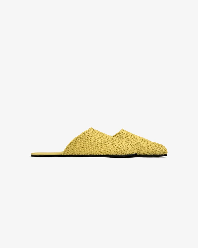 Mules en cuir et raphia