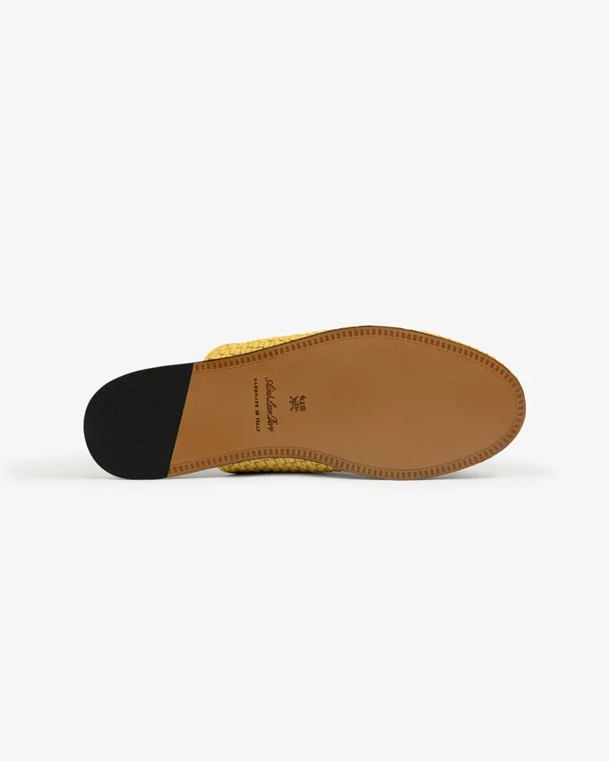 Mules en cuir et raphia