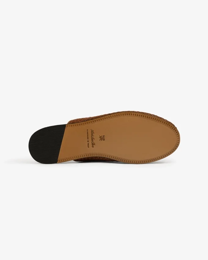 Mules en cuir et raphia