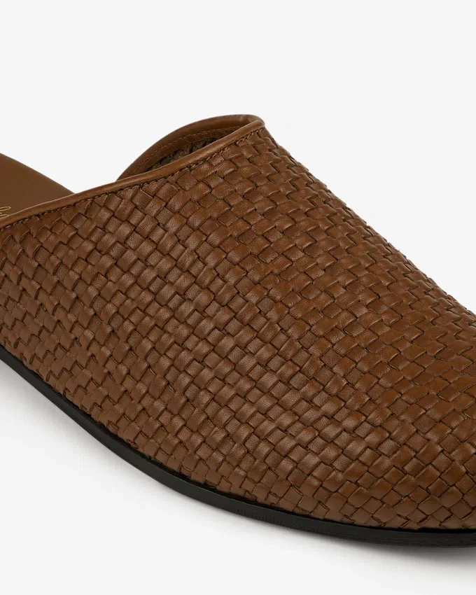 Mules en cuir et raphia