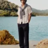 Chemise de camping rayée en mélange de lin
