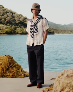 Pantalon coupe-vent en coton délavé