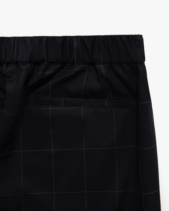 Pantalon de costume à carreaux et taille élastiquée