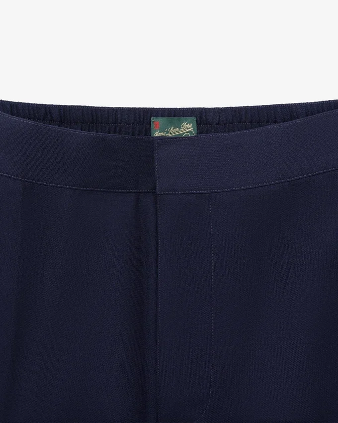 Pantalon de costume en laine tropicale à taille élastiquée