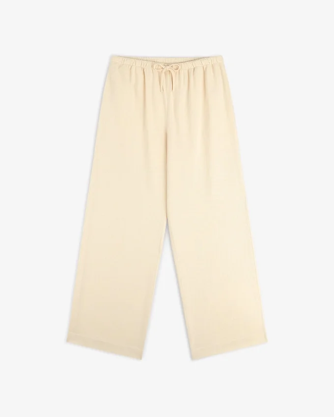 Pantalon de costume en mélange de coton avec cordon de serrage