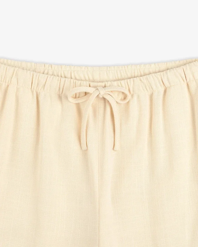 Pantalon de costume en mélange de coton avec cordon de serrage