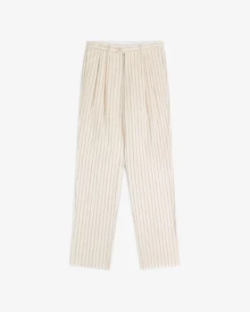 Pantalon de costume à fines rayures et à doubles plis