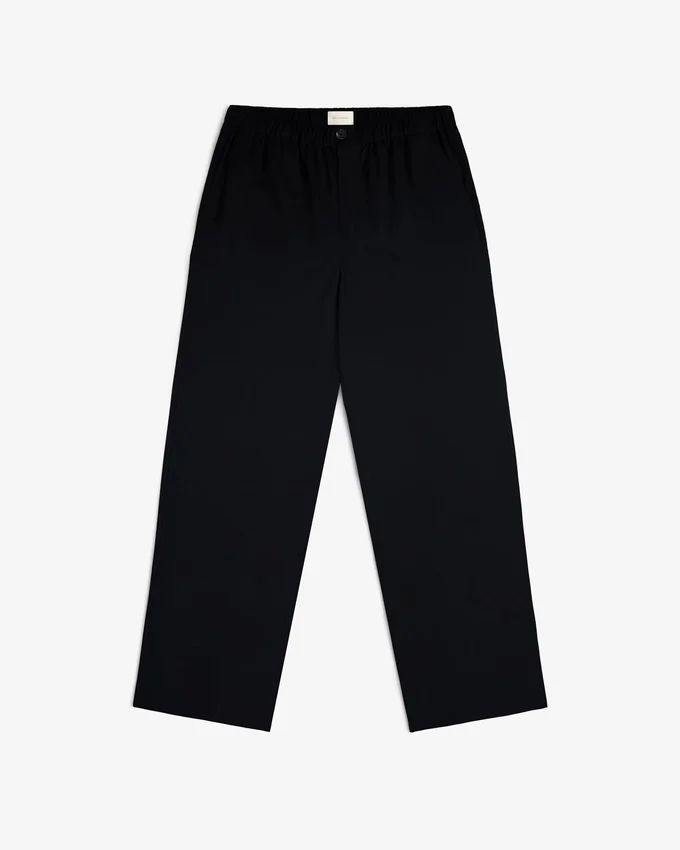 Pantalon en gabardine à taille élastiquée