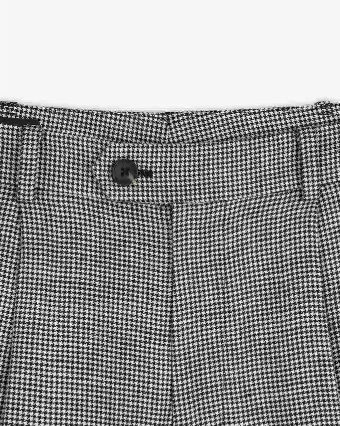 Pantalon plissé à motif pied-de-poule