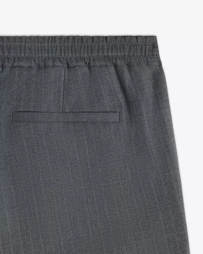 Pantalon à rayures fines et taille élastiquée