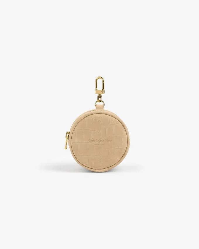 Pochette porte-clés en nubuck gaufré façon crocodile