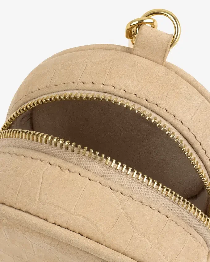 Pochette porte-clés en nubuck gaufré façon crocodile